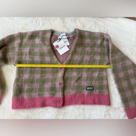 The Ragged Priest Pink and Green Checkered Cardigan XS NWT - Picture 5 of 5